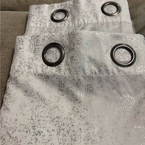 84” White and Silver Curtains with Grommets